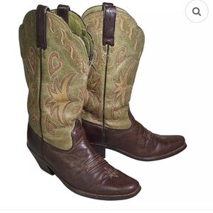 Women’s Manzanita Green Shaft &Brown Foot Mid Casual Cowboy Work Boots Size 7